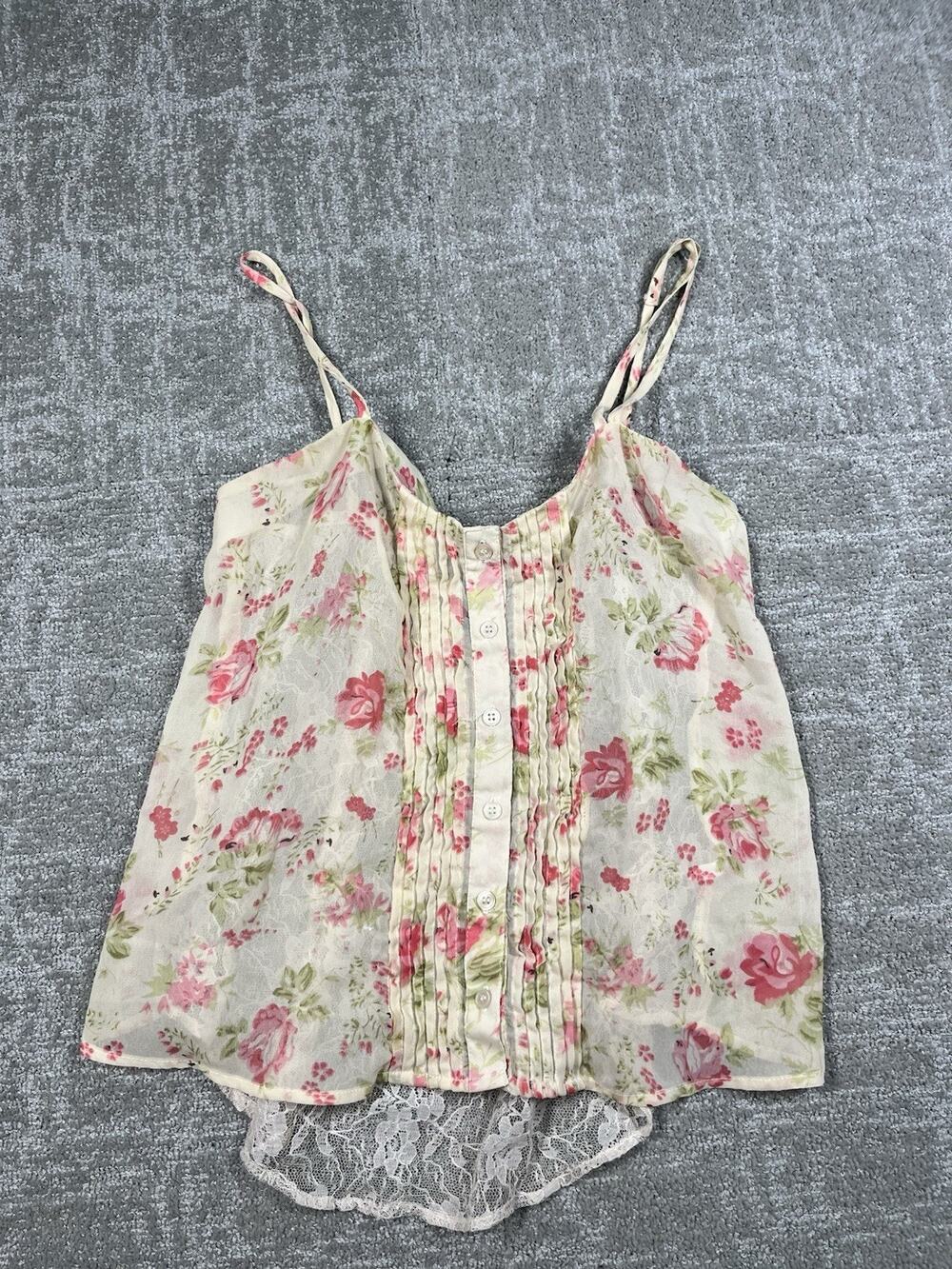 Vintage Wetseal Y2K Floral Shear Lace Tank Blouse Women Size XS